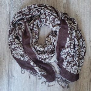Vintage-Patterend Maroon/Cream Scarf